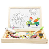 Huitich magnetic drawing board for children with wooden frame and colorful magnetic pieces for learning and creativity